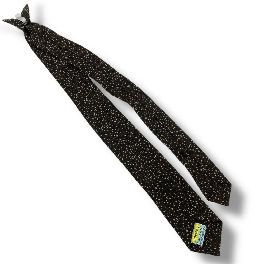 Vintage Wembley Boys Neck Tie Brown Speckled Pattern Hook On